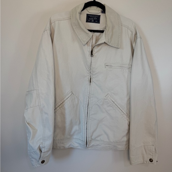 VINTAGE AMERICAN EAGLE “Detroit” cream corduroy collared cotton jacket size LG - Picture 3 of 6